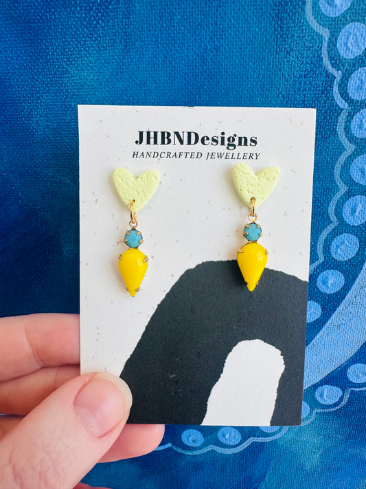 Mini Lemon Yellow Heart Dangle